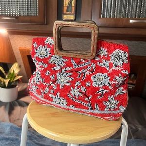 Anthropologie Full Beaded Handle Clutch